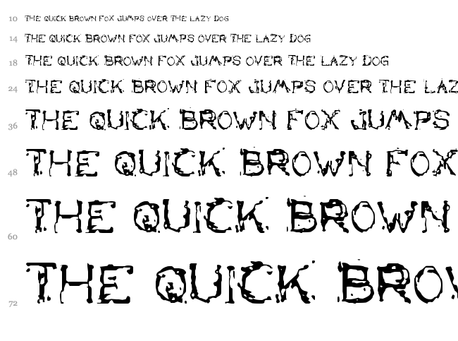 The Lazy Dog font waterfall